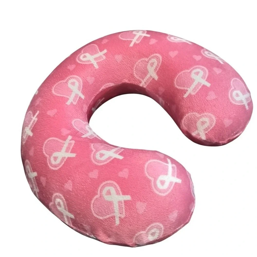 Life Is Soft Memory Foam Travel Pillow Pink Breast Cancer Awareness Ribbon Print